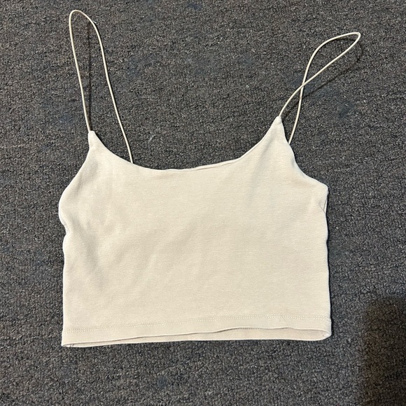 Zara Tops Zara Nude Peach Cream Spaghetti Strap Cropped Top zara-tops-zara-nude-peach-cream-spaghetti-strap-cropped-top